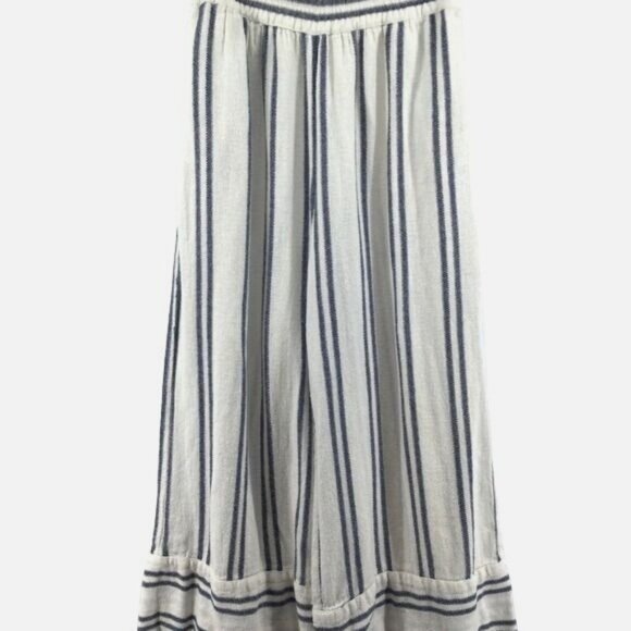 Mango Casual White Blue Striped Wide Leg Pants XS - Picture 1 of 4